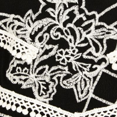 Girls black embroidered tank top